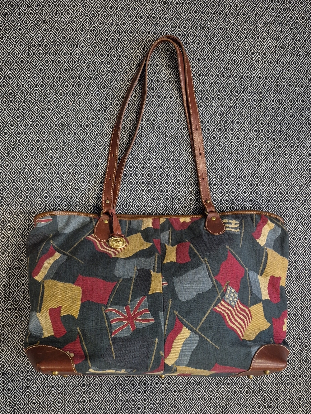 Vintage Brahmin Large Flag Tote / Purse